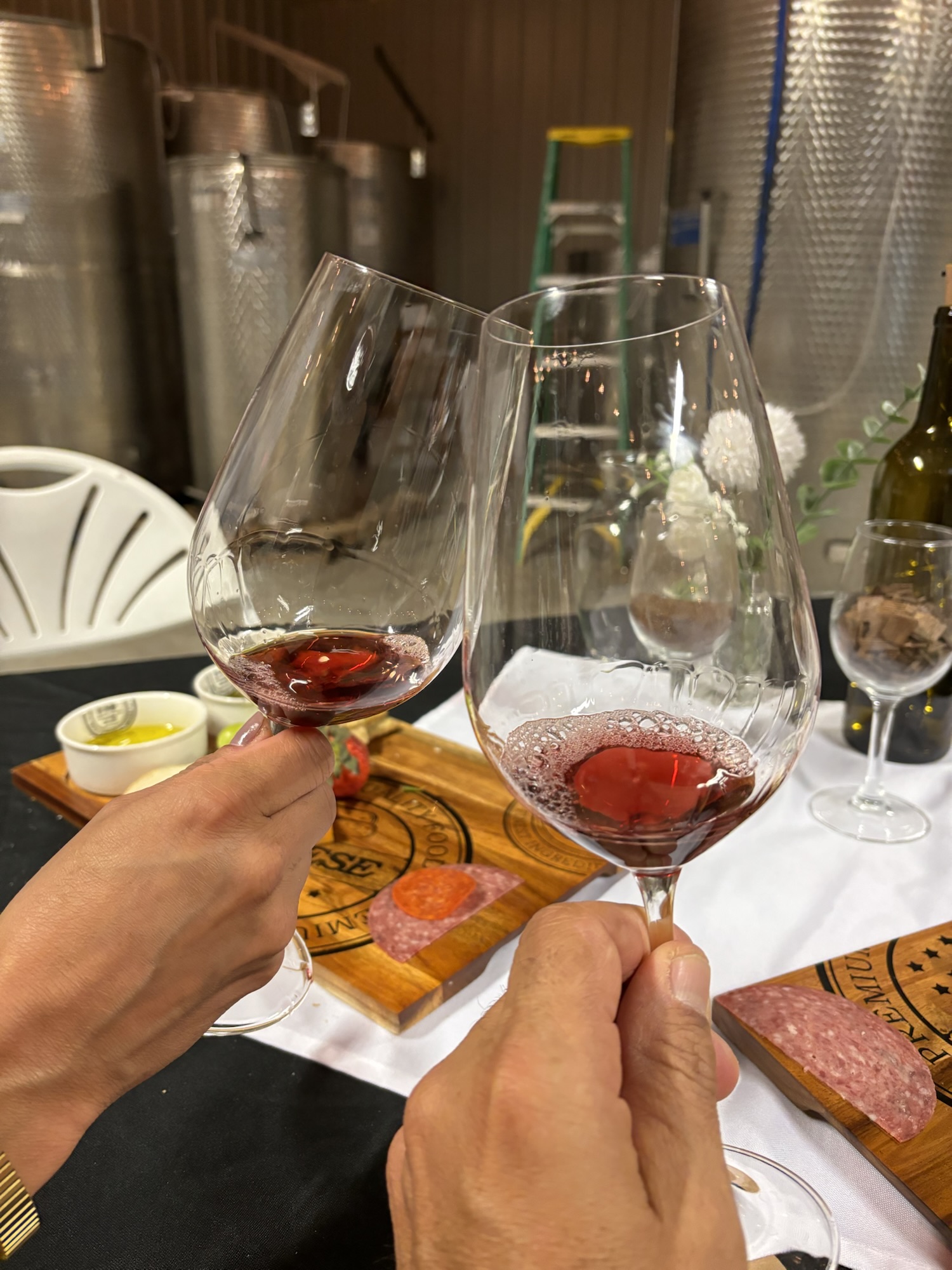 Wine tasting at Brook Hollow Winery.